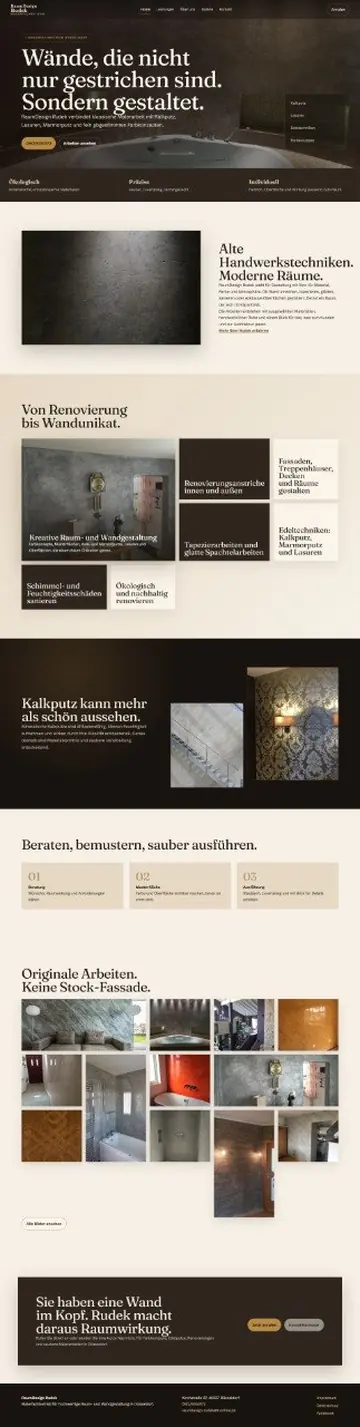 Website-Designstudie für Oberflächenhandwerk